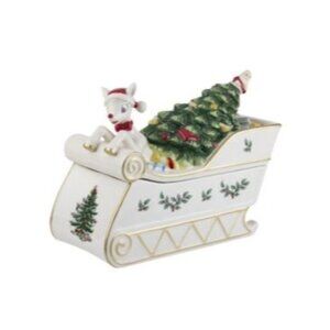 Spode Christmas Tree Figural Cookie Jar & Lid